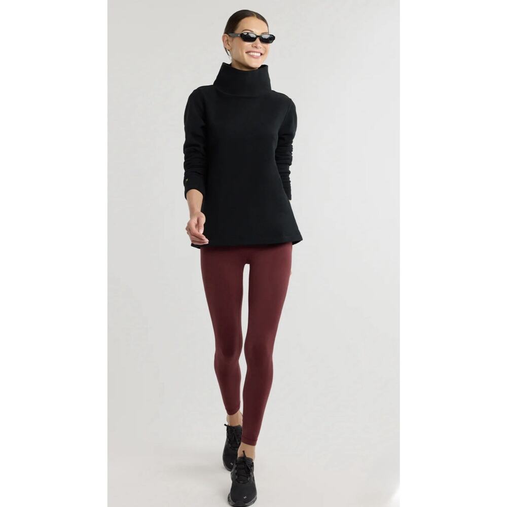 Dudley Stephens Cobble Hill Turtleneck Tunic - XS Black Vello Fleece, Preppy